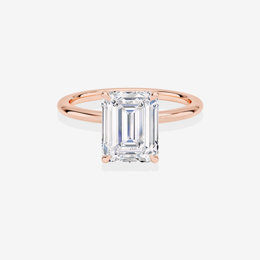 Buy Premium Emerald Cut Lab Grown Diamond Petite Solitaire Engagement 14k Gold Ring
