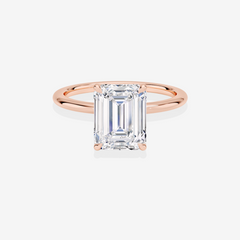 Buy Premium Emerald Cut Lab Grown Diamond Petite Solitaire Engagement 14k Gold Ring