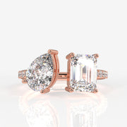 Buy Premium Emerald and Pear Cut Moissanite Diamond Toi Moi Sterling Silver Ring