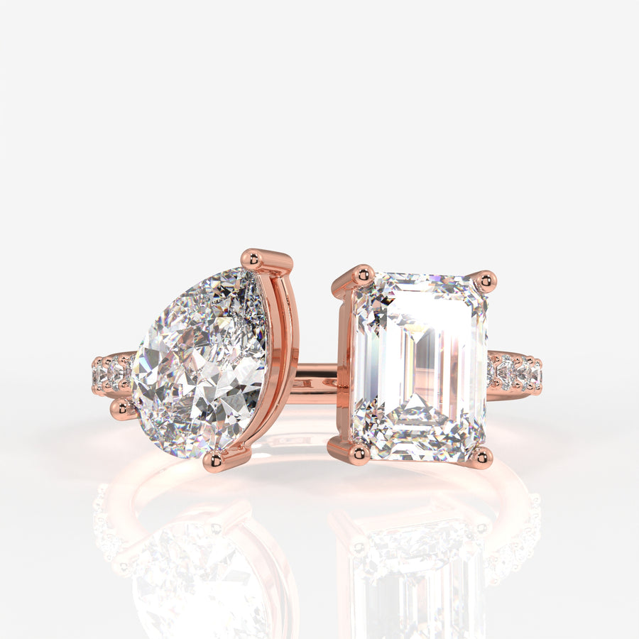 Buy Premium Emerald and Pear Cut Moissanite Diamond Toi Moi Sterling Silver Ring