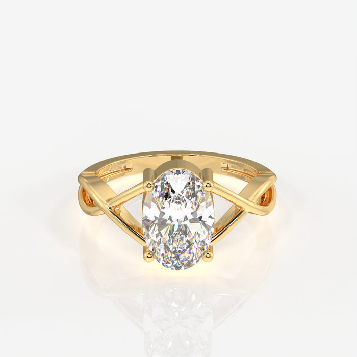 Oval Cut Moissanite Diamond Engagement Sterling Silver Ring