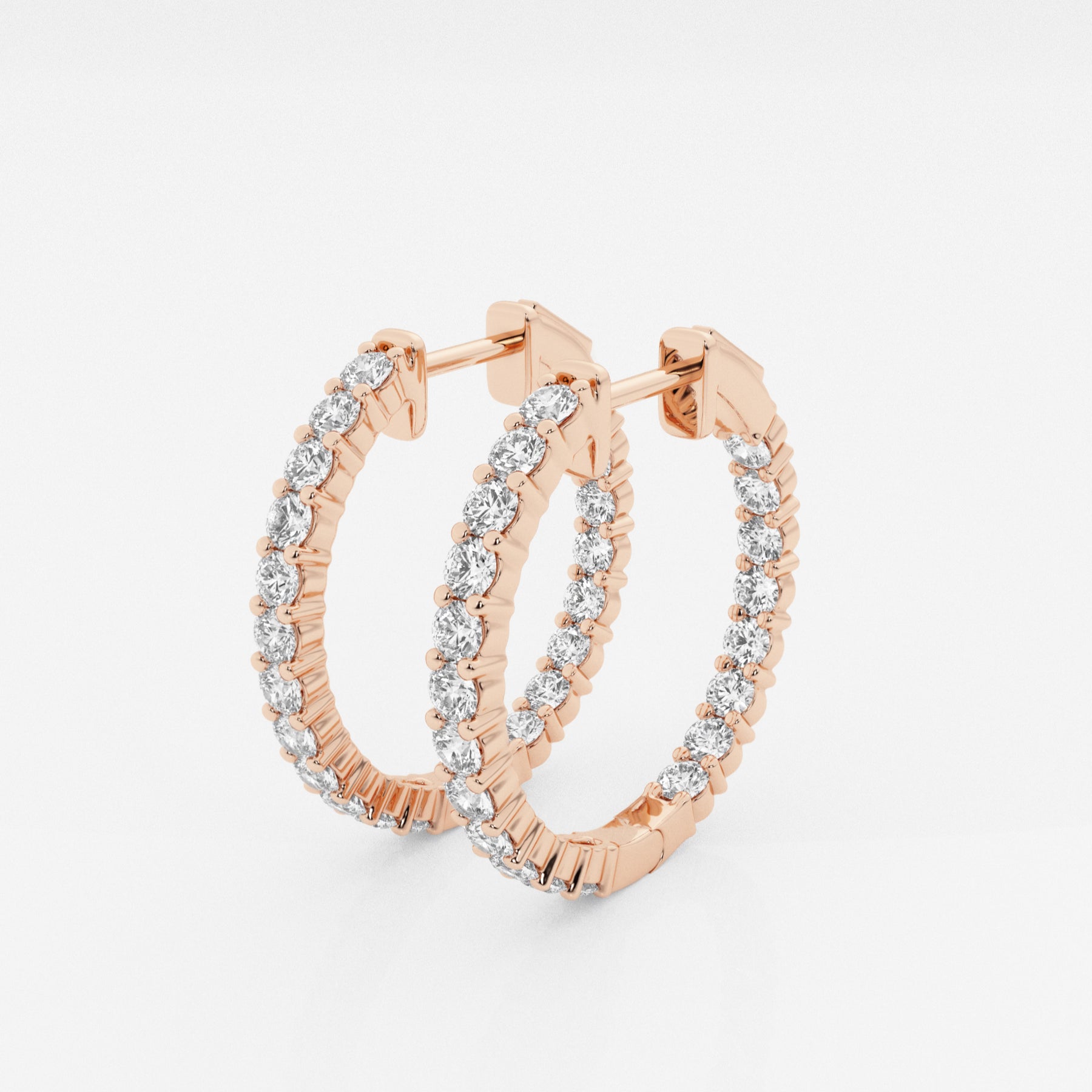 Buy Premium Round Cut Lab Grown Diamond In Out Hoop 14k Gold Earrings