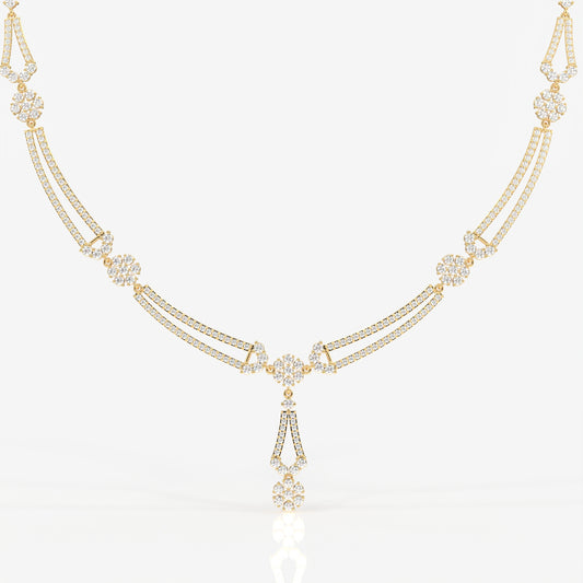 Buy Premium Round Cut Moissanite Diamond Sterling Silver Necklace & Earrings Set