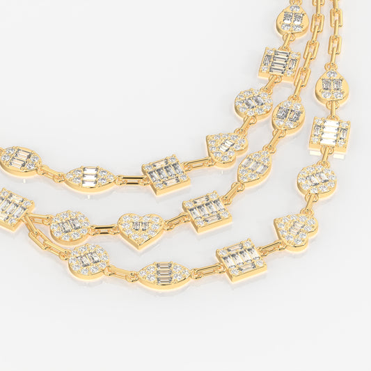 Buy Round & Baguette Cut Moissanite Diamond Sterling Silver Necklace
