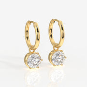 Buy Round Cut Lab Grown Diamond Dangle 14K Gold Earrings