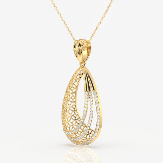 Buy Round Cut Lab Grown Diamond Dina Trellis Fashion 14k Gold Pendant