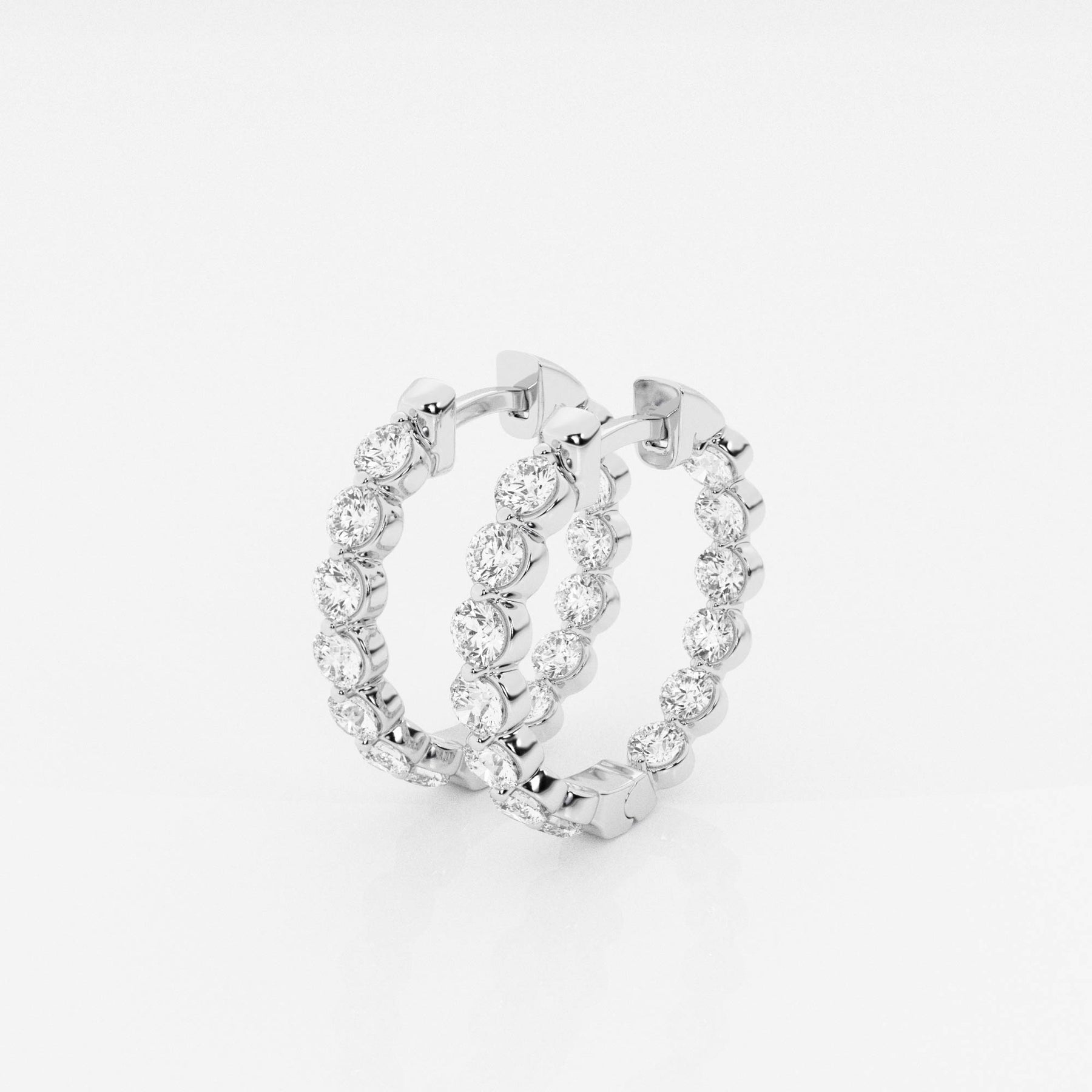 Buy Round Cut Lab Grown Diamond Floating Hoop 14k Gold Earrings