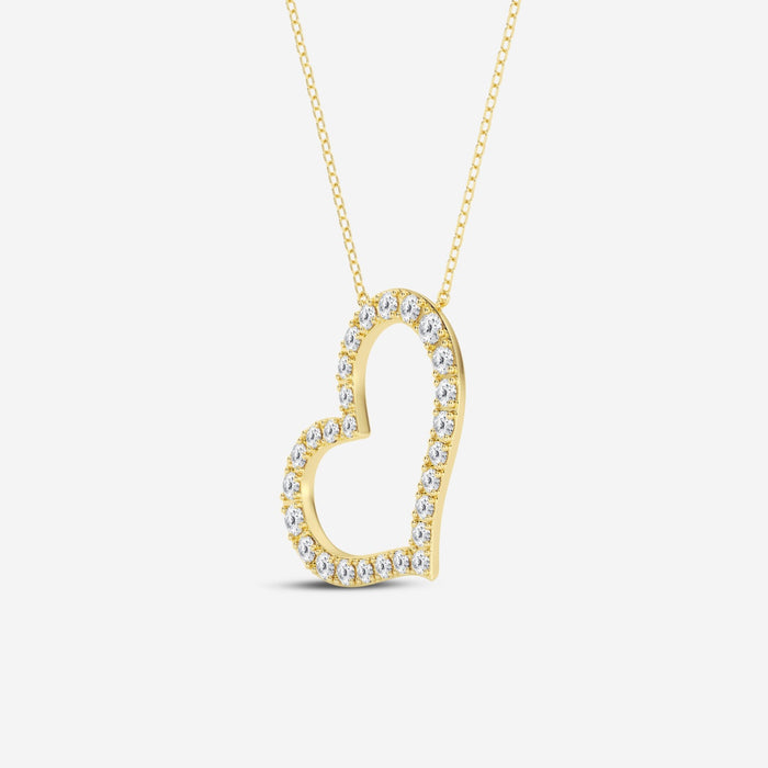 Buy Round Cut Lab Grown Diamond Heart Fashion 14k Gold Pendant