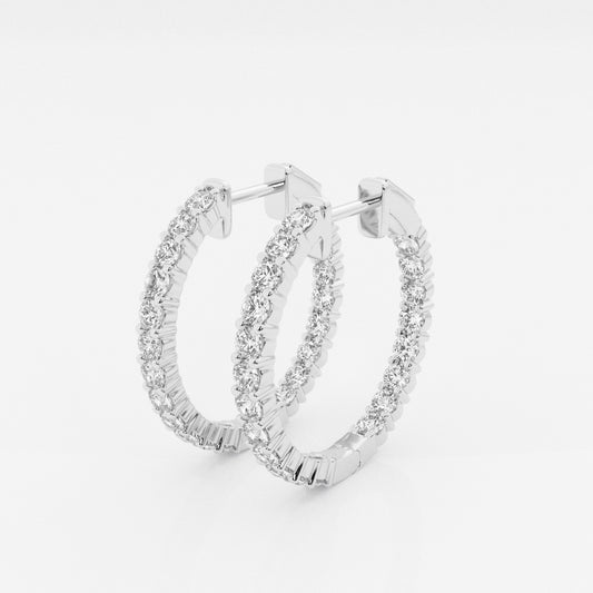 Buy Round Cut Lab Grown Diamond In Out Hoop 14k Gold Earrings