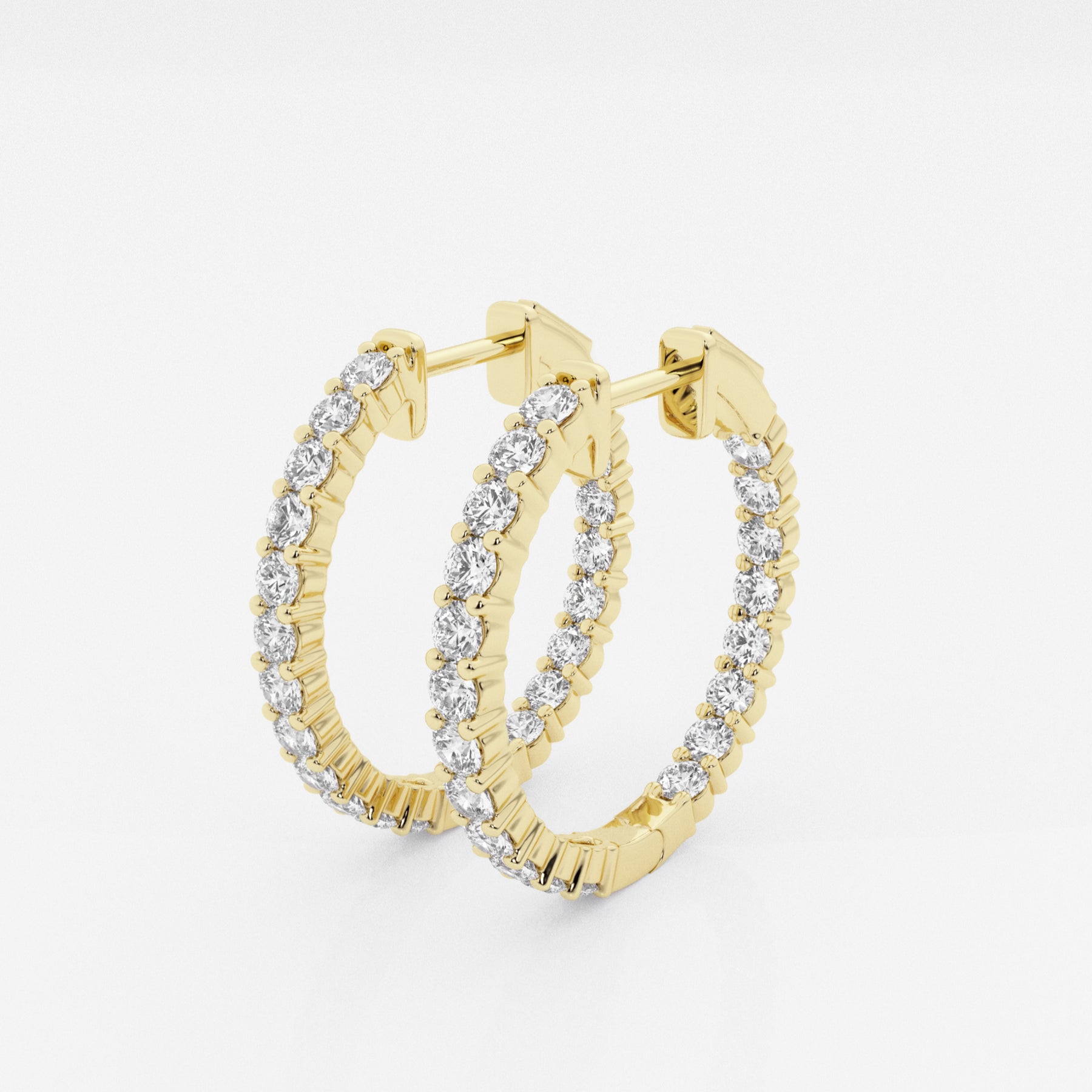 Buy Caratbazaar Round Cut Lab Grown Diamond In Out Hoop 14k Gold Earrings