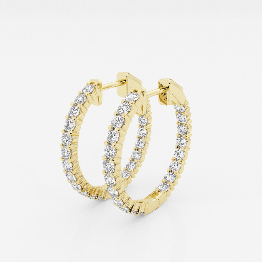 Buy Caratbazaar Round Cut Lab Grown Diamond In Out Hoop 14k Gold Earrings