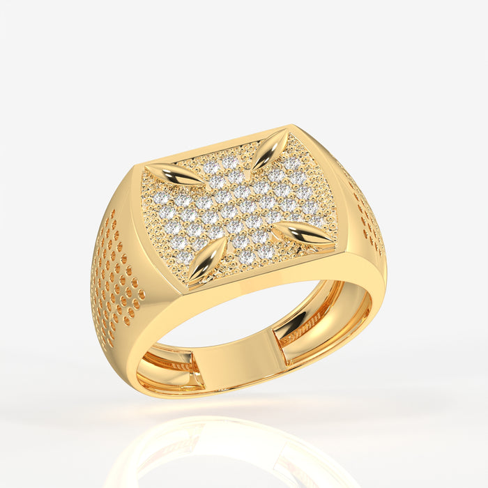Buy Round Cut Lab Grown Diamond Men's 14k Gold Ring