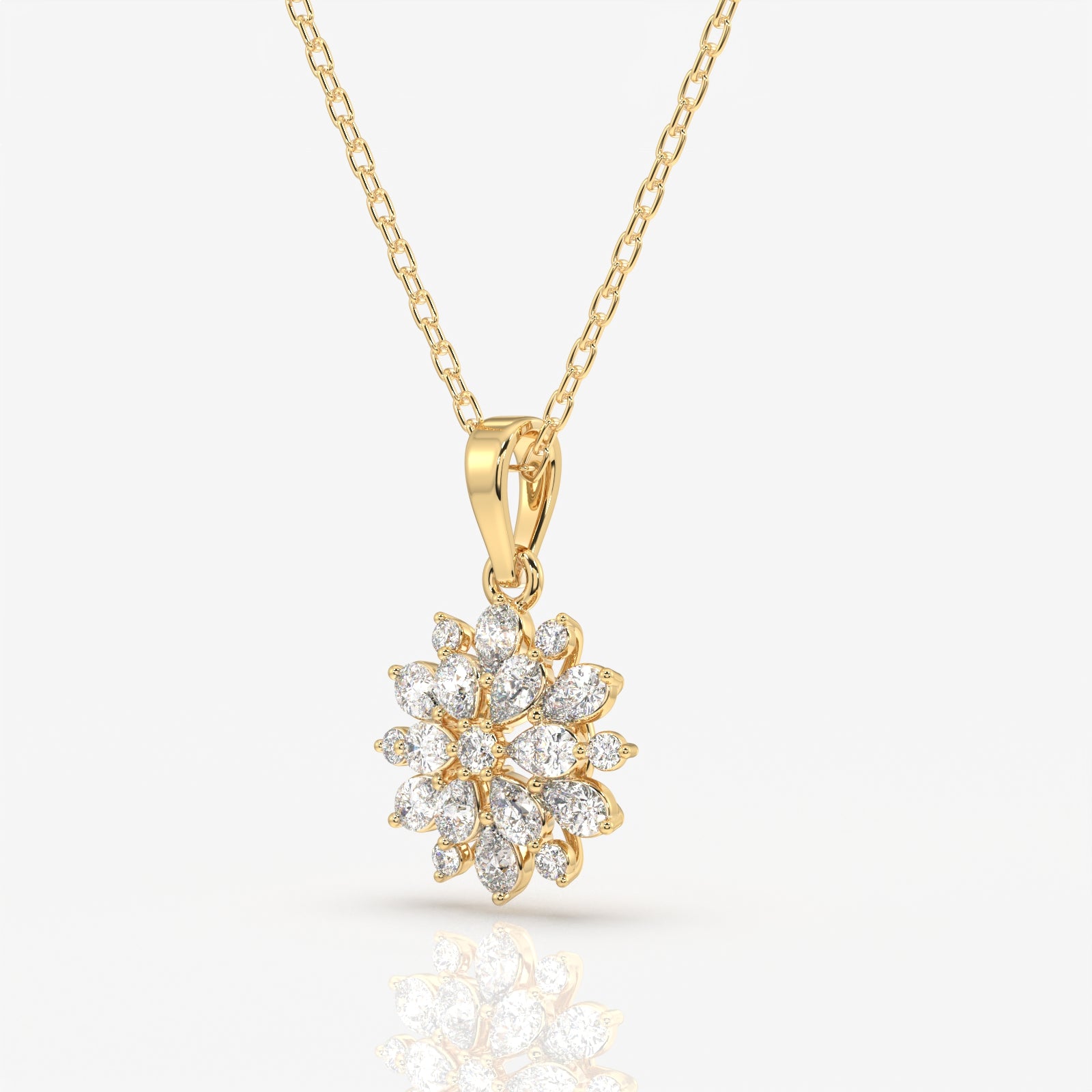 Buy Round Cut Lab Grown Diamond Petal Essence Fashion 14k Gold Pendant