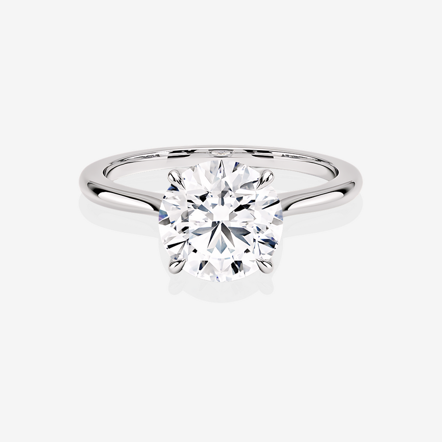 Buy Round Cut Lab Grown Diamond Petite Solitaire Engagement 14k Gold Ring