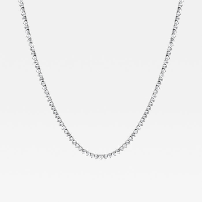 Buy Round Cut Lab Grown Diamond Three Prong Tennis 14K Gold Necklace