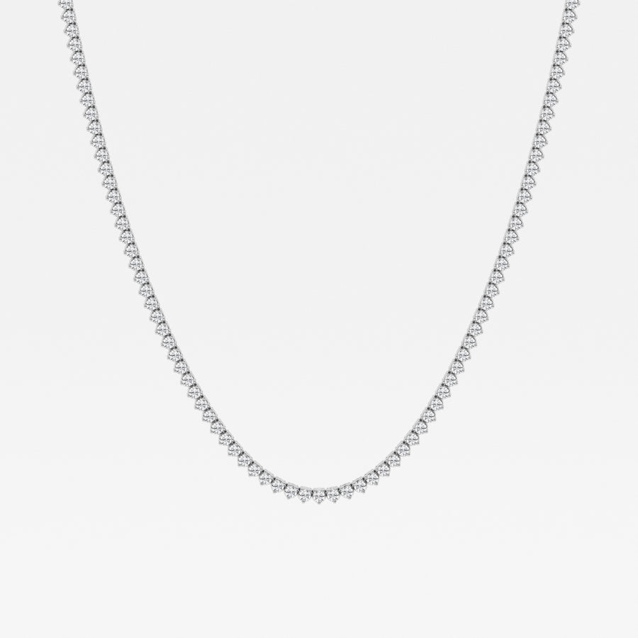 Buy Round Cut Lab Grown Diamond Three Prong Tennis 14K Gold Necklace