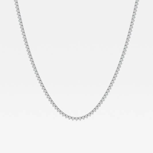 Buy Round Cut Lab Grown Diamond Three Prong Tennis 14K Gold Necklace