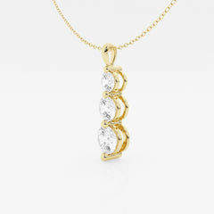 Buy Round Cut Lab Grown Diamond Three Stone Fashion 14k Gold Pendant