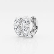 Buy Round Cut Lab Grown Diamond Three Stone Hoop 14k Gold Earrings
