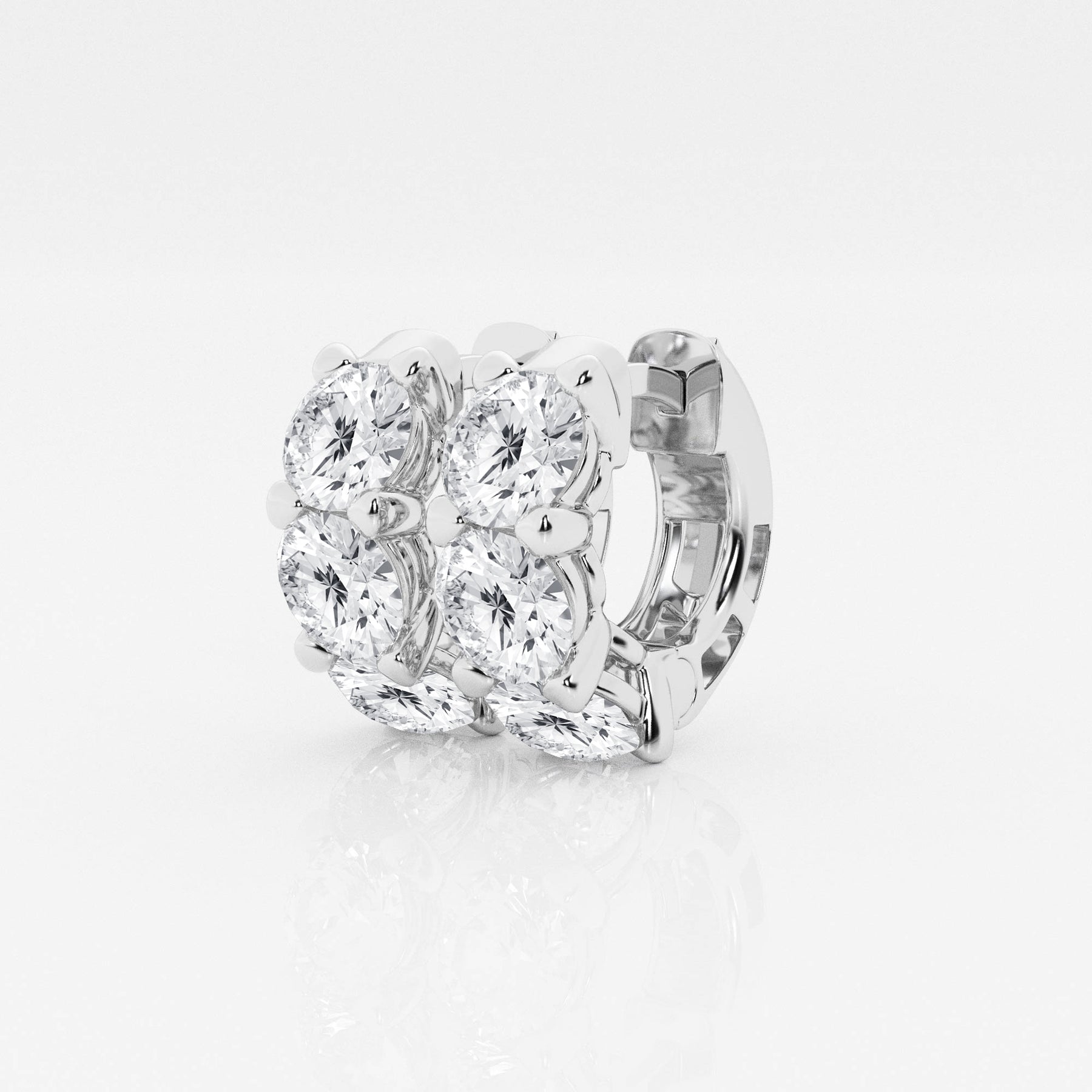 Buy Round Cut Lab Grown Diamond Three Stone Hoop 14k Gold Earrings