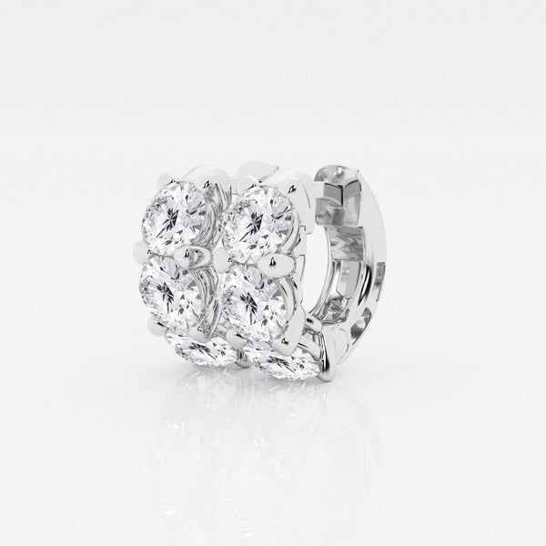 Buy Round Cut Lab Grown Diamond Three Stone Hoop 14k Gold Earrings