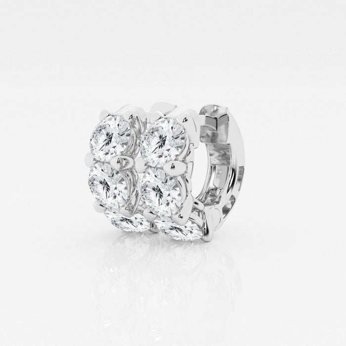 Buy Round Cut Lab Grown Diamond Three Stone Hoop 14k Gold Earrings