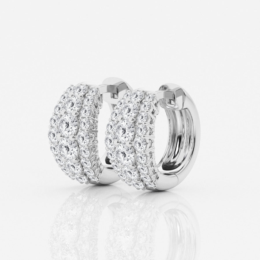 Buy Round Cut Lab Grown Diamond Triple Row Hoop 14k Gold Earrings