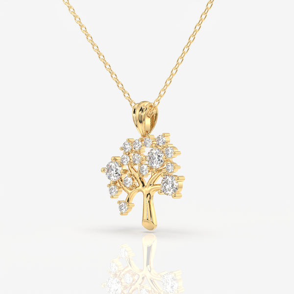 Buy Round Cut Lab Grown Diamond Woodland Glow Fashion 14k Gold Pendant