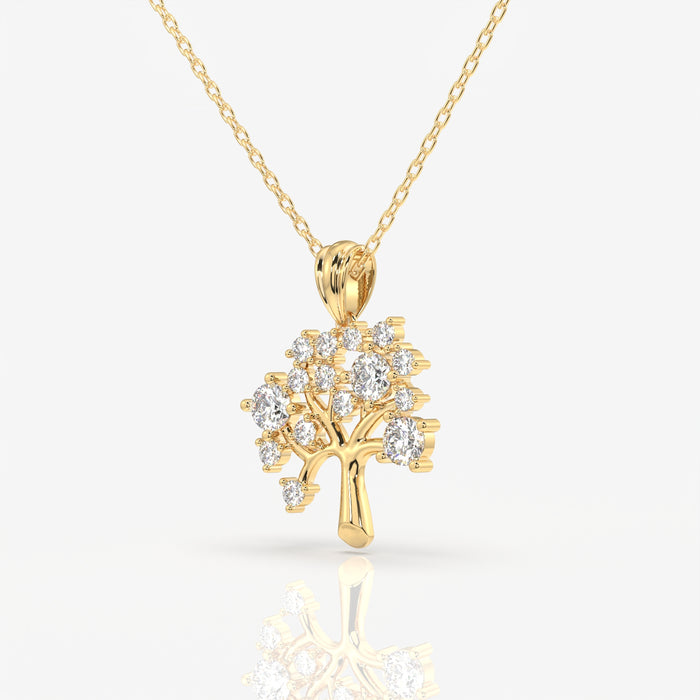 Buy Round Cut Lab Grown Diamond Woodland Glow Fashion 14k Gold Pendant