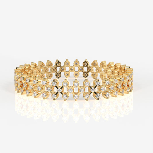 Buy Round Cut Moissanite Diamond 18K Gold Bangle