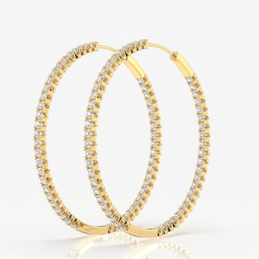 Buy Round Cut Moissanite Diamond Bigger Hoop 18k Gold Earrings