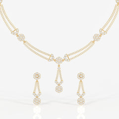 Buy Round Cut Moissanite Diamond Sterling Silver Necklace & Earring Set