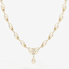 Buy Round Cut Moissanite Diamond Sterling Silver Necklace & Earrings
