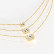 Buy Round and Emerald Cut Moissanite Diamond Sterling Silver Necklace
