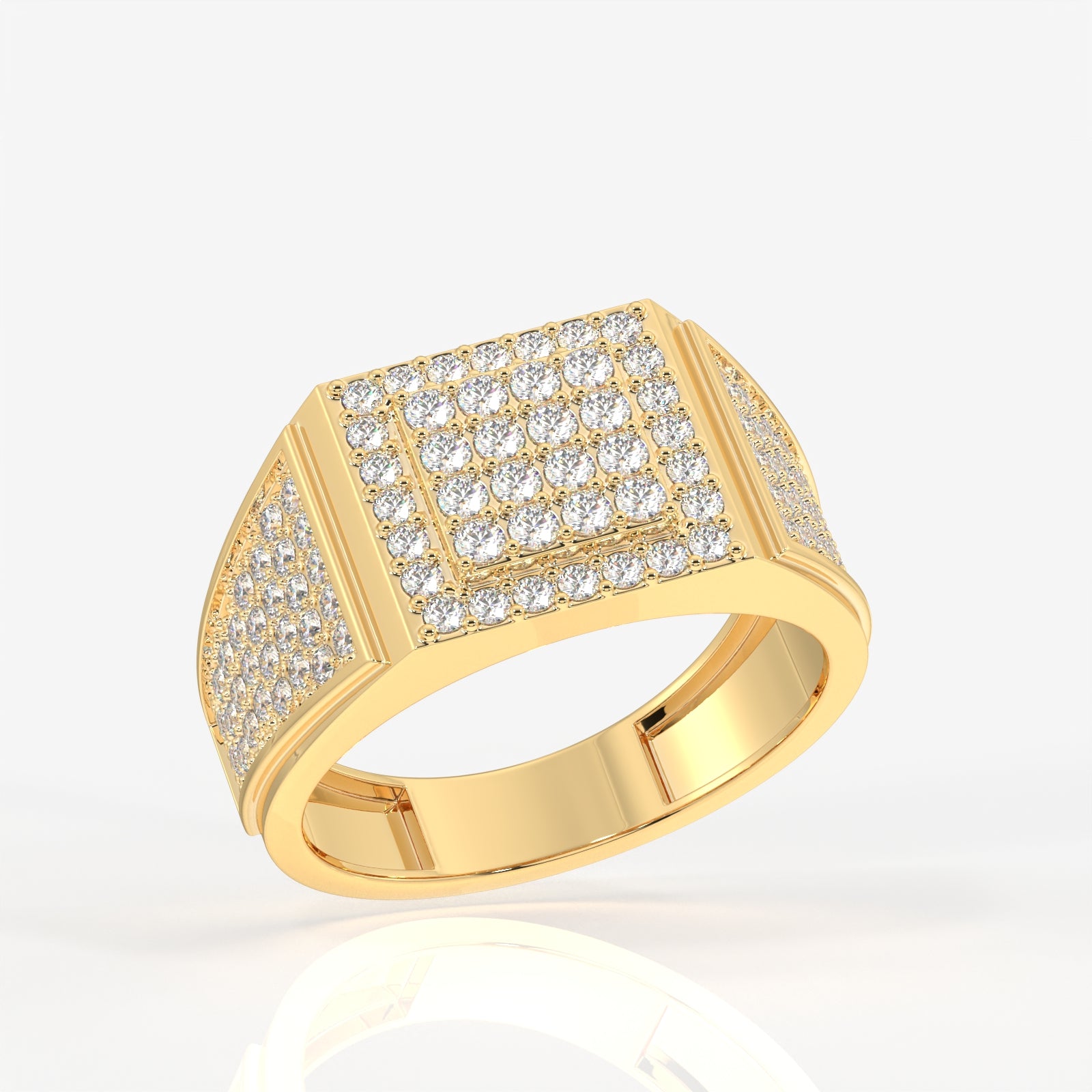 Buy Royal Grid Lab Grown Diamond Men's 14K Yellow Gold Ring