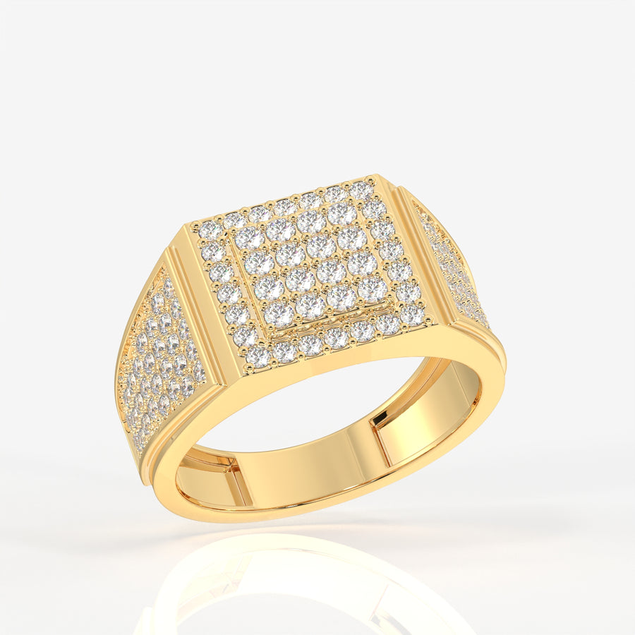 Buy Royal Grid Lab Grown Diamond Men's 14K Yellow Gold Ring