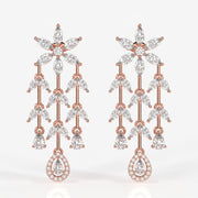 Caratbazaar Aurora Cascade Moissanite Danglers 14k Gold Earrings