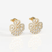 Caratbazaar Clover Charm Moissanite Stud 14k Gold Earrings