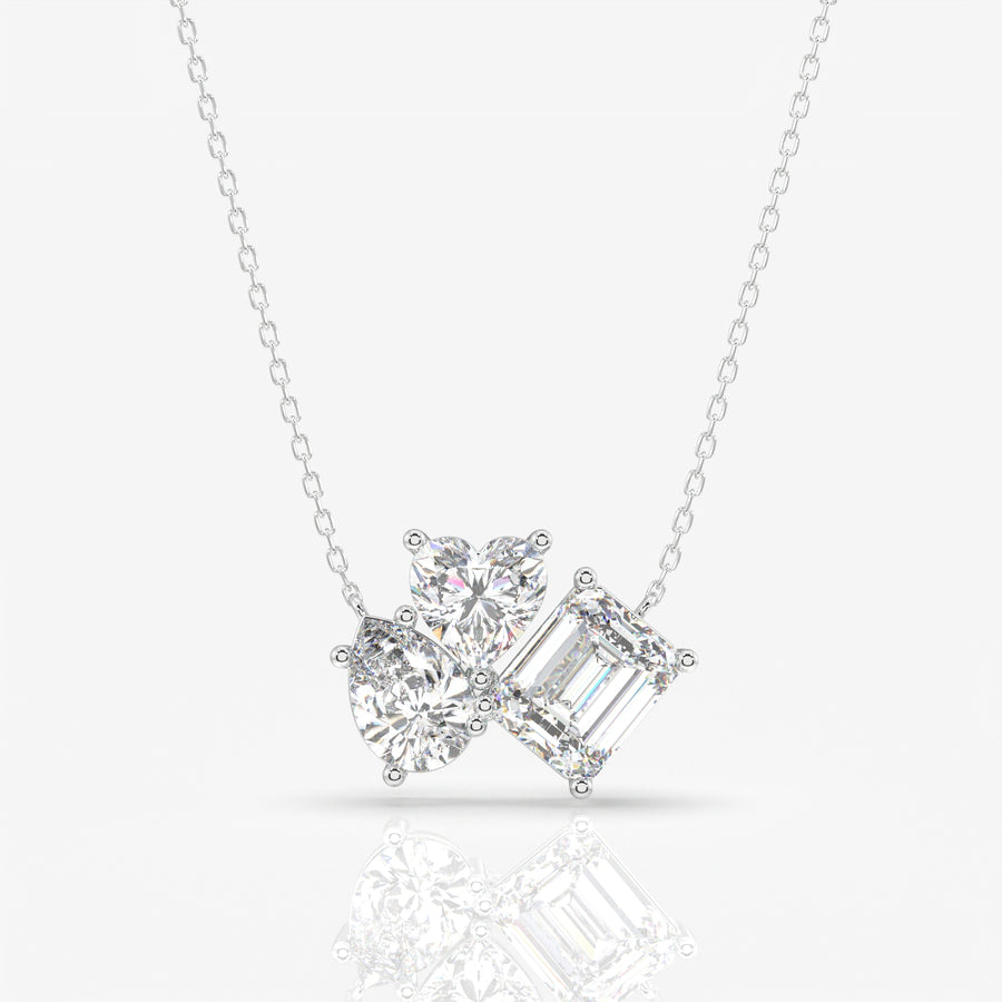 Caratbazaar Cluster Trio Lab Grown Diamond Fashion 14k Gold Pendant