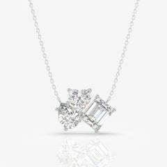 Caratbazaar Cluster Trio Lab Grown Diamond Fashion 14k Gold Pendant