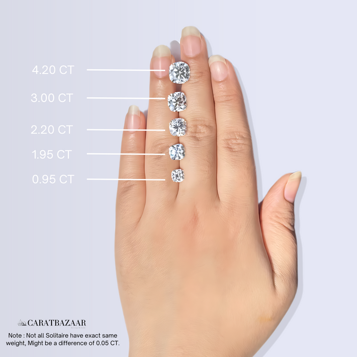 Caratbazaar Cushion Cut Lab Grown Diamond Petite Solitaire Engagement 14k Gold Ring