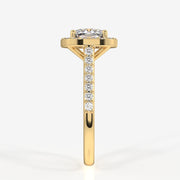 Caratbazaar Cushion Cut Moissanite Diamond Halo Engagement 14K Gold Ring