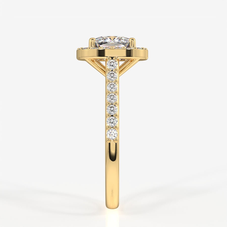 Caratbazaar Cushion Cut Moissanite Diamond Halo Engagement 14K Gold Ring