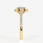 Caratbazaar Cushion Cut Moissanite Diamond Halo Engagement 14K Gold Ring