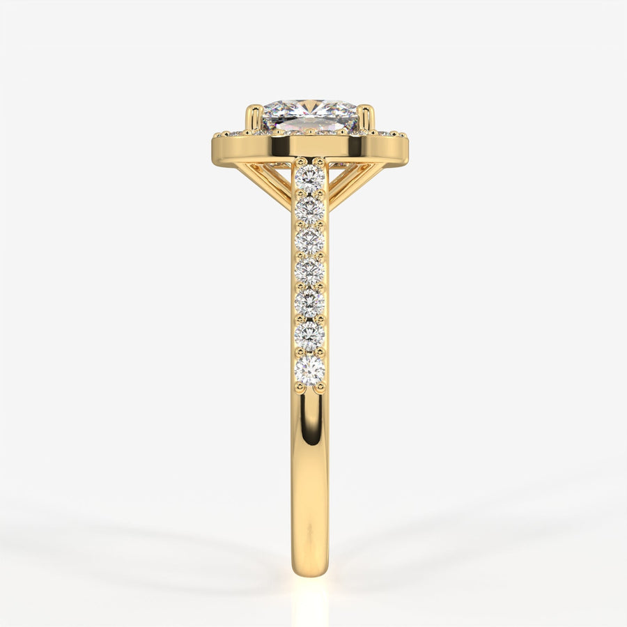 Caratbazaar Cushion Cut Moissanite Diamond Halo Engagement 14K Gold Ring