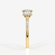 Caratbazaar Cushion Cut Moissanite Diamond Hidden Halo 14k Gold Ring