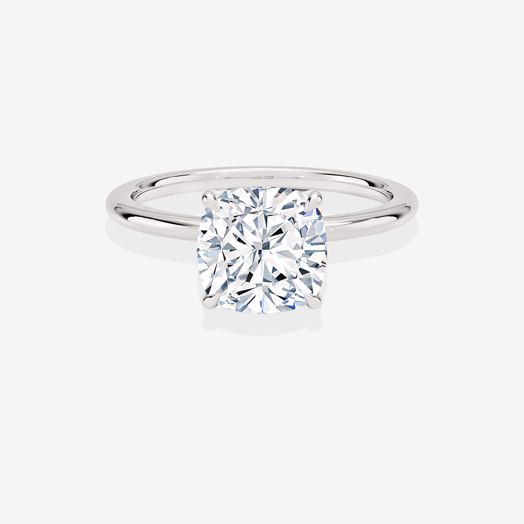 Caratbazaar Cushion Cut Moissanite Diamond Petite Solitaire Engagement 18k Gold Ring