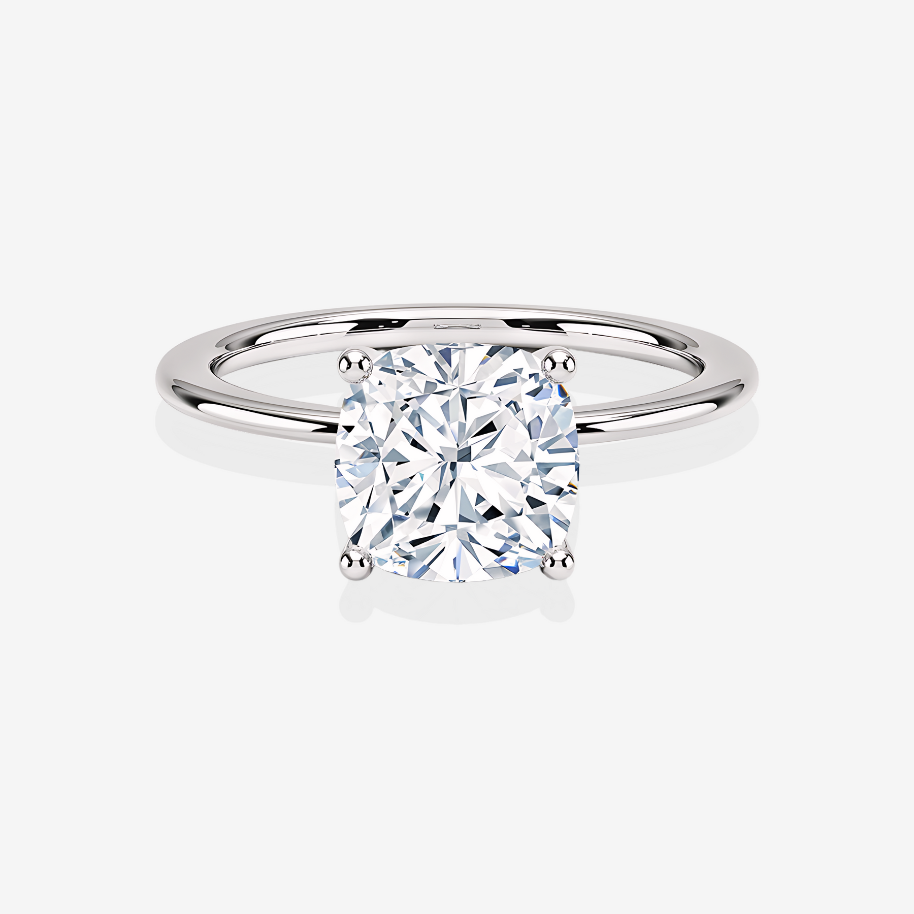 Caratbazaar Cushion Cut Moissanite Diamond Solitaire Engagement Sterling Silver Ring