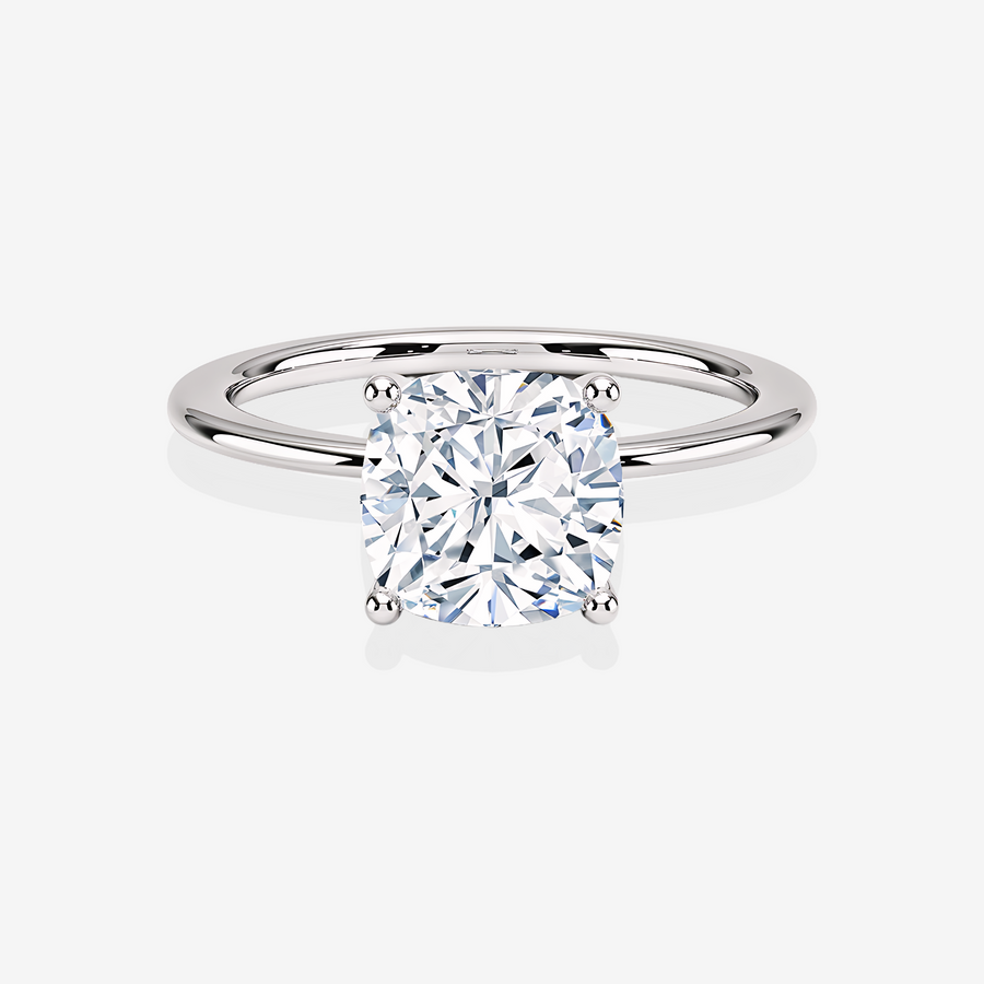 Caratbazaar Cushion Cut Moissanite Diamond Solitaire Engagement Sterling Silver Ring