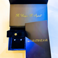Caratbazaar Cushion and Pear Cut Moissanite Diamond 14k Gold Stud